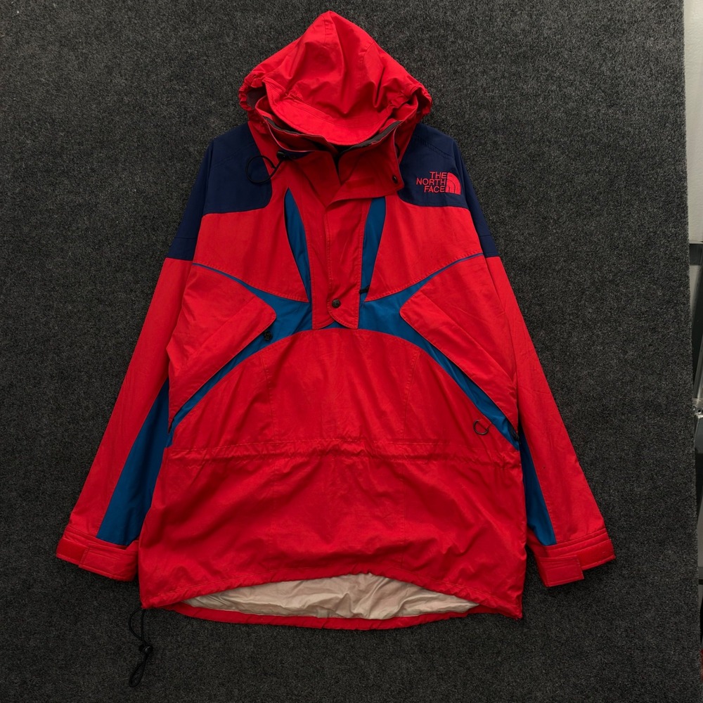 Vintage 90s The North Face Anorak Jacket Red Blue Colorblock Pullover Mens Large